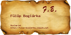 Fülöp Boglárka névjegykártya