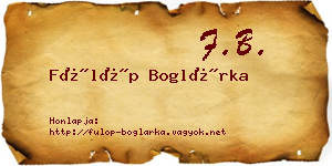 Fülöp Boglárka névjegykártya